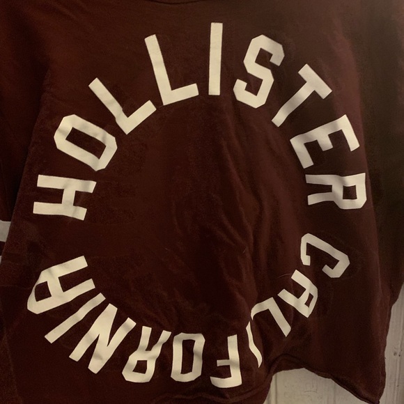 Hollister Maroon Cropped Hoodie - Picture 2 of 3